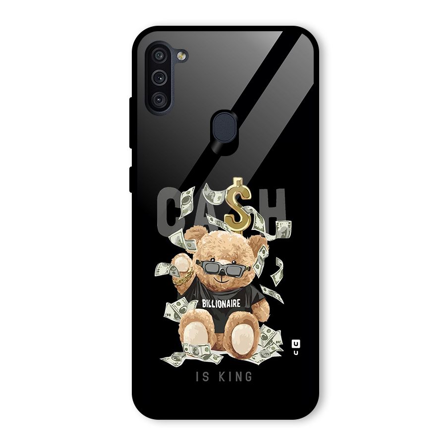 Billionaire Teddy Glass Back Case for Galaxy M11