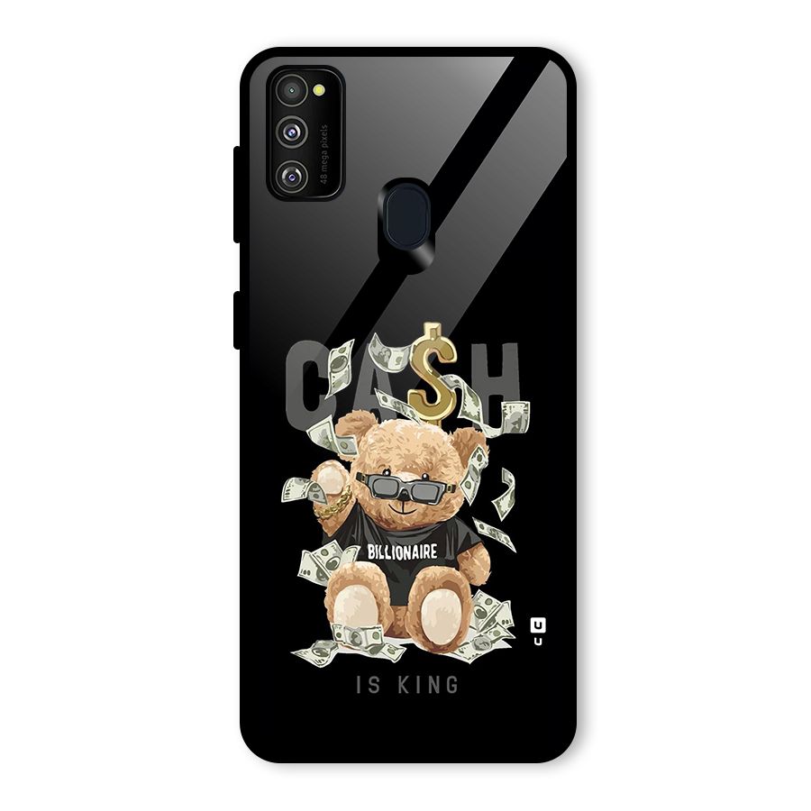 Billionaire Teddy Glass Back Case for Galaxy M30s