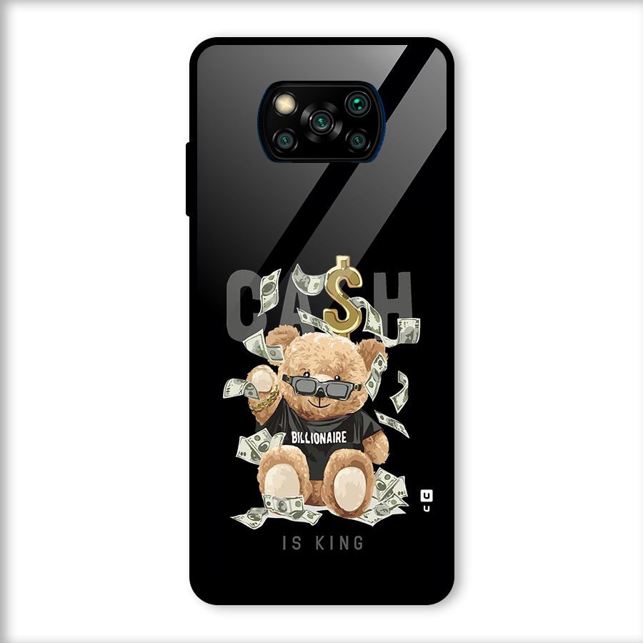 Billionaire Teddy Glass Back Case for Poco X3