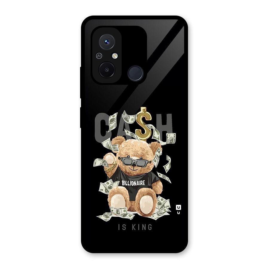 Billionaire Teddy Glass Back Case for Redmi 12C