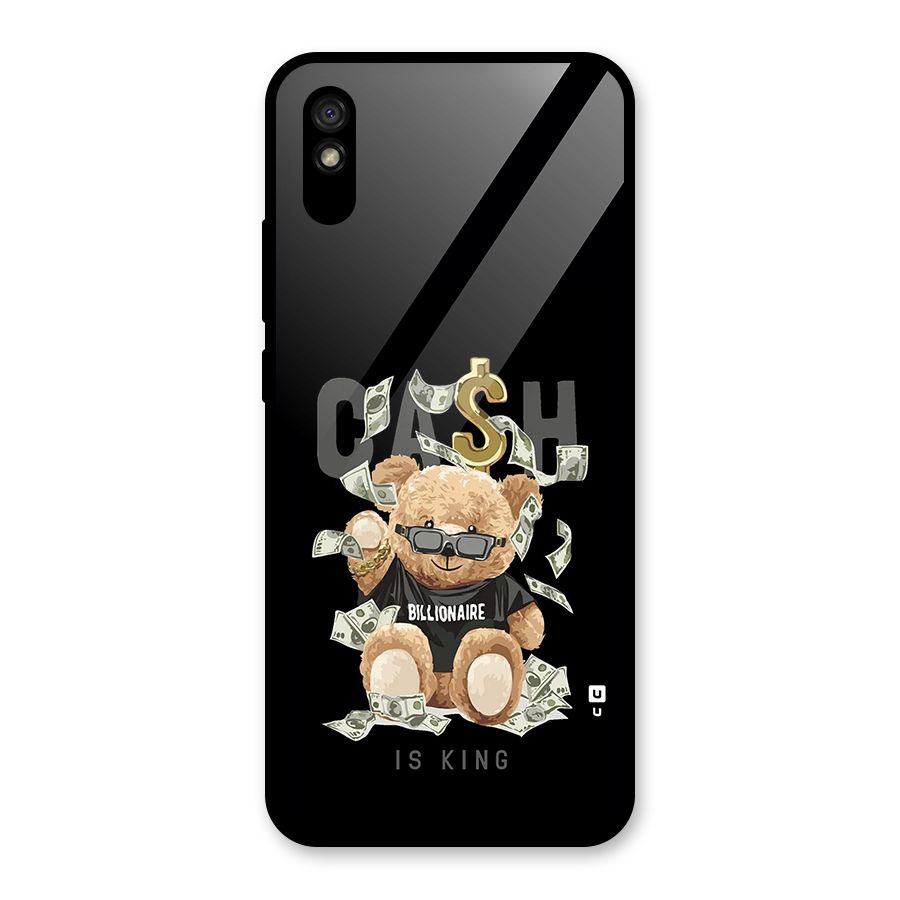 Billionaire Teddy Glass Back Case for Redmi 9A