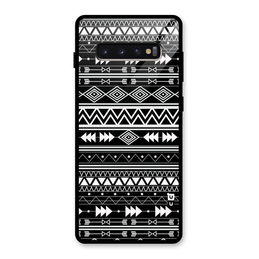 Black Aztec Creativity Glass Back Case for Galaxy S10 Plus