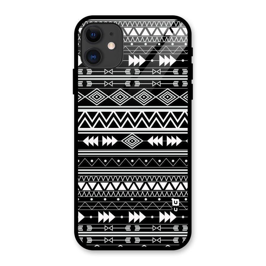 Black Aztec Creativity Glass Back Case for iPhone 11