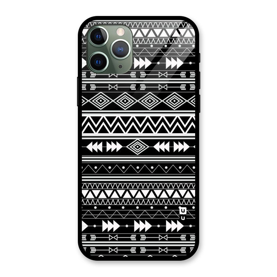 Black Aztec Creativity Glass Back Case for iPhone 11 Pro