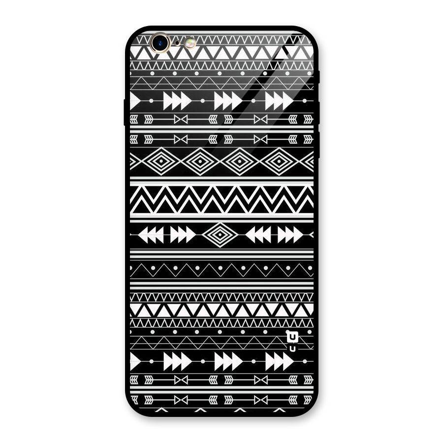 Black Aztec Creativity Glass Back Case for iPhone 6 Plus 6S Plus