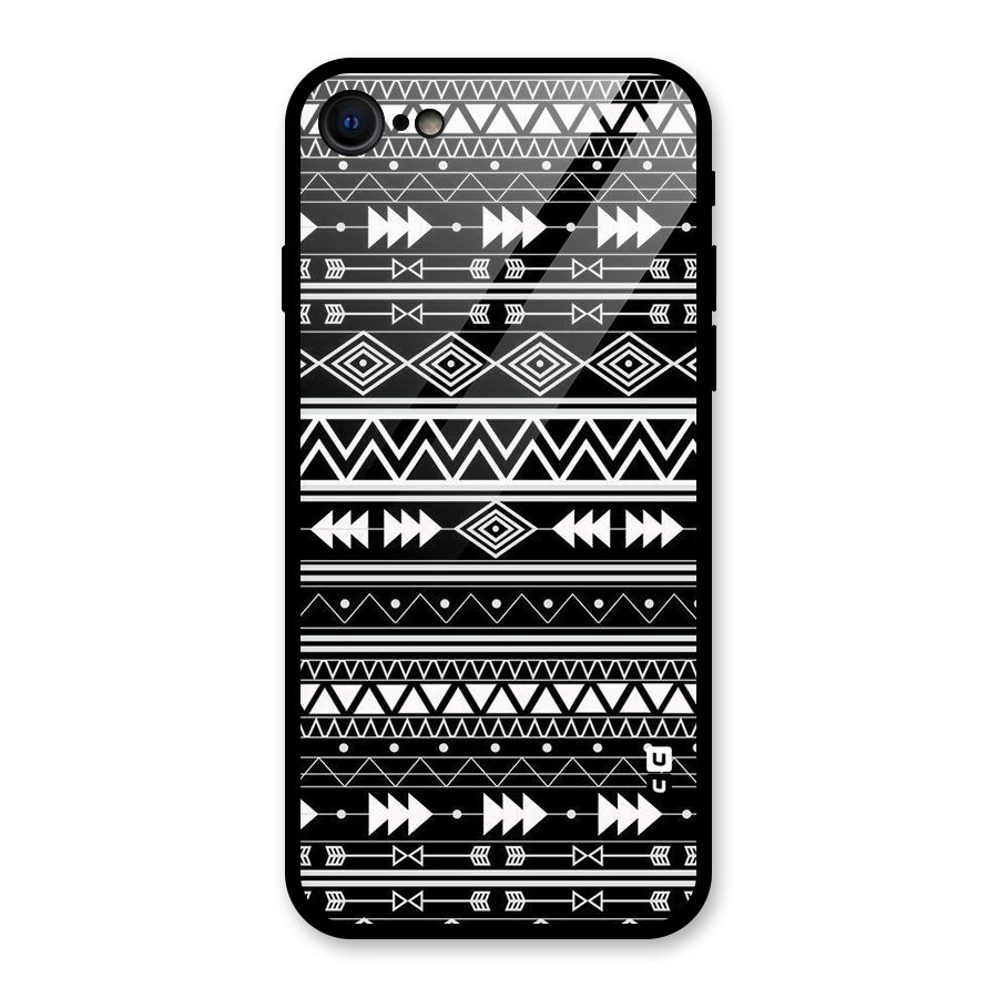 Black Aztec Creativity Glass Back Case for iPhone SE 2020
