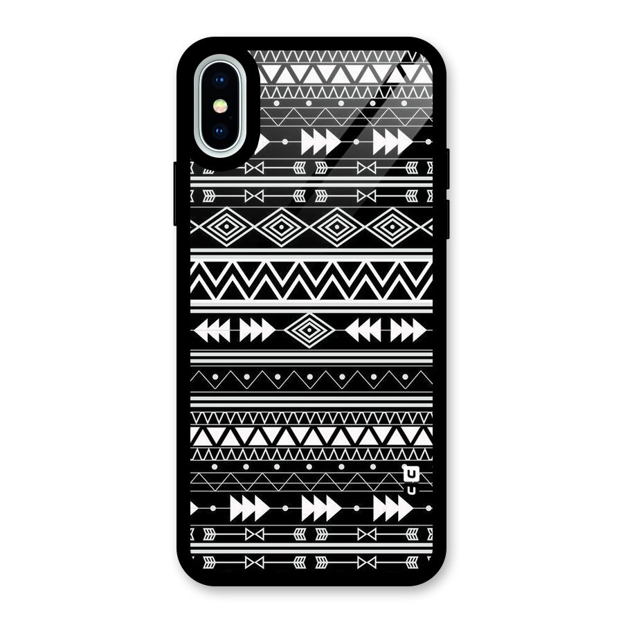 Black Aztec Creativity Glass Back Case for iPhone X