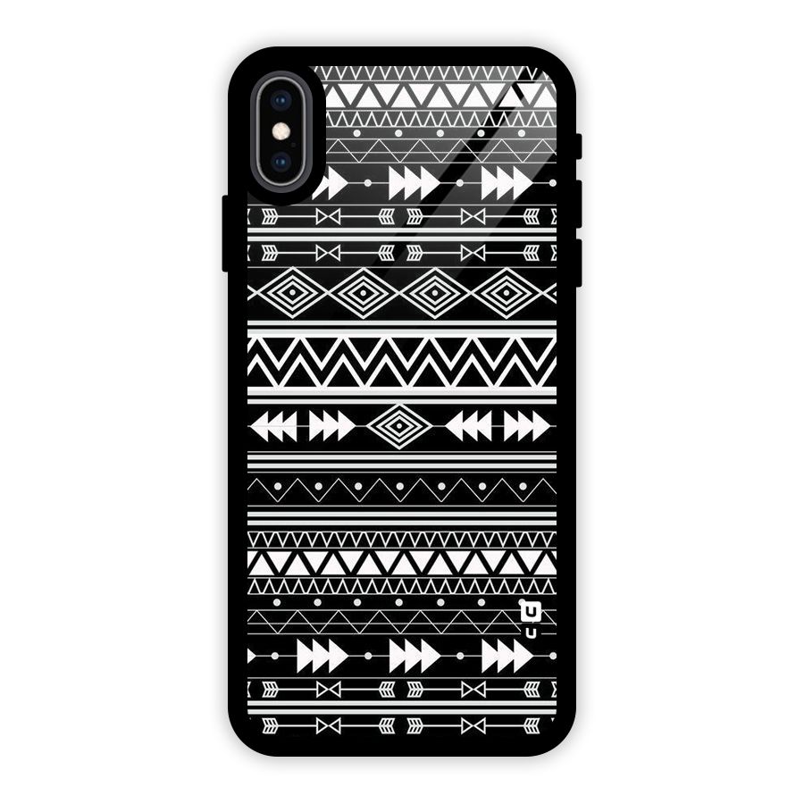 Black Aztec Creativity Glass Back Case for iPhone XS Max