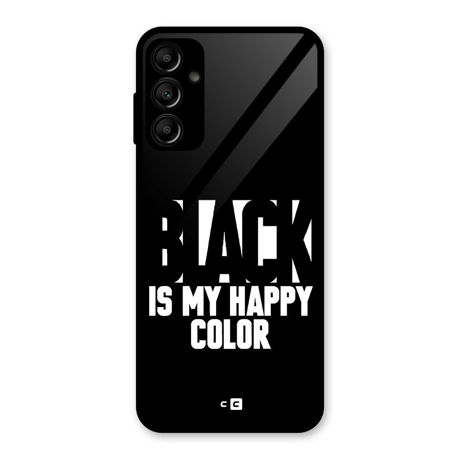 Black My Happy Color Glass Back Case for Galaxy A14 5G