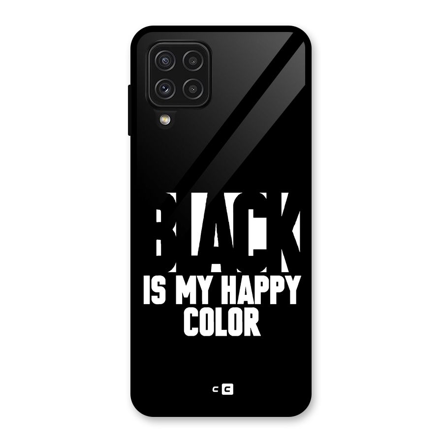 Black My Happy Color Glass Back Case for Galaxy A22 4G