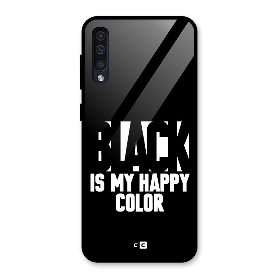 Black My Happy Color Glass Back Case for Galaxy A30s