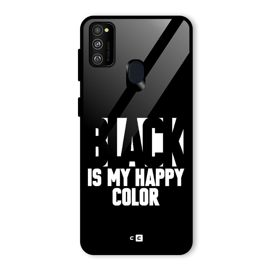 Black My Happy Color Glass Back Case for Galaxy M30s