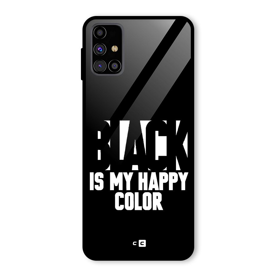 Black My Happy Color Glass Back Case for Galaxy M31s