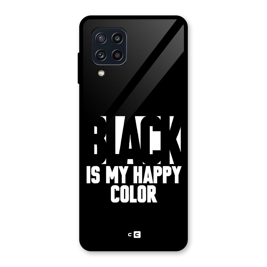 Black My Happy Color Glass Back Case for Galaxy M32