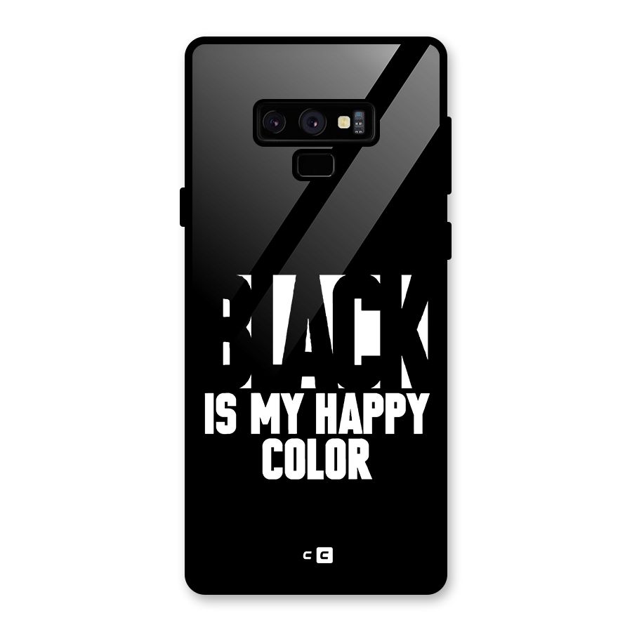 Black My Happy Color Glass Back Case for Galaxy Note 9