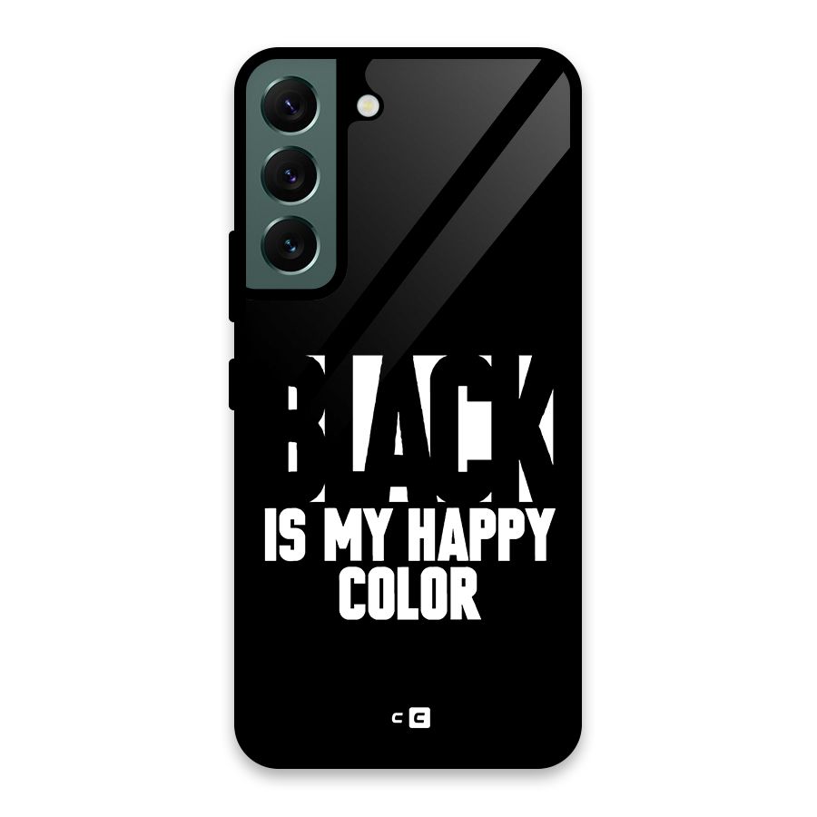 Black My Happy Color Glass Back Case for Galaxy S22 5G