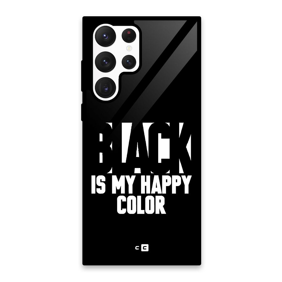 Black My Happy Color Glass Back Case for Galaxy S22 Ultra 5G
