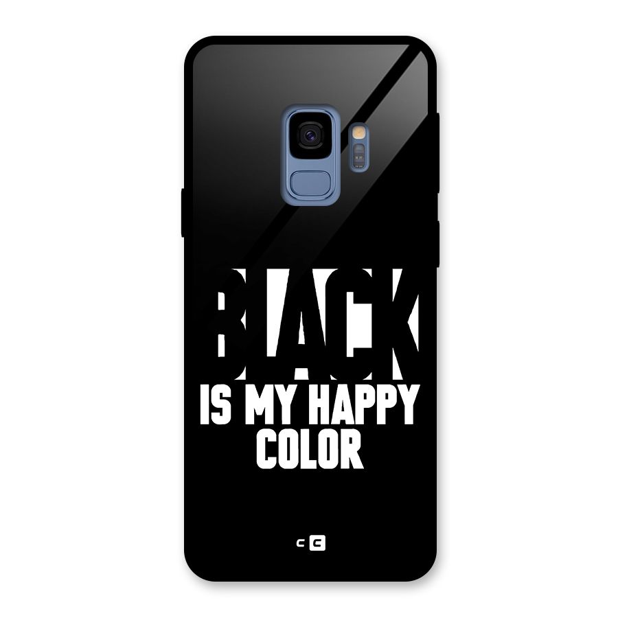 Black My Happy Color Glass Back Case for Galaxy S9