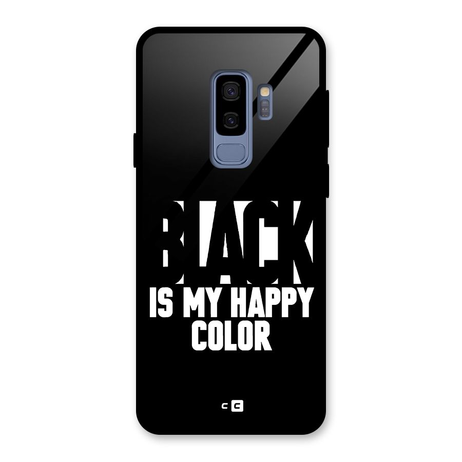 Black My Happy Color Glass Back Case for Galaxy S9 Plus
