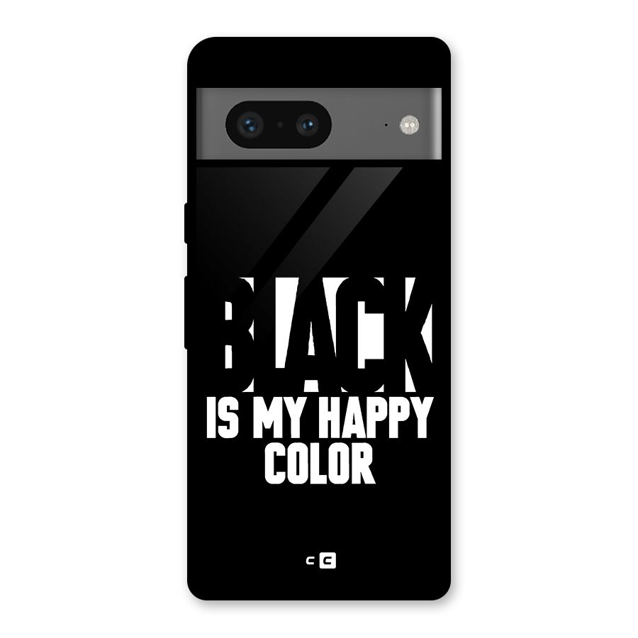 Black My Happy Color Glass Back Case for Google Pixel 7