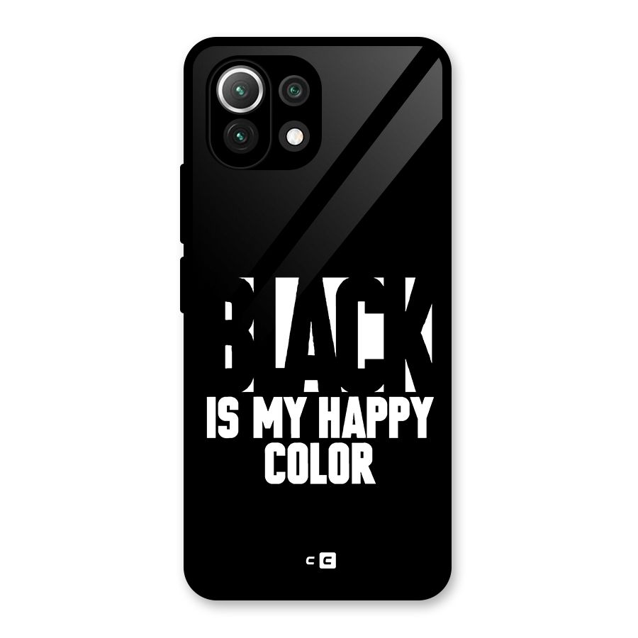 Black My Happy Color Glass Back Case for Mi 11 Lite NE 5G
