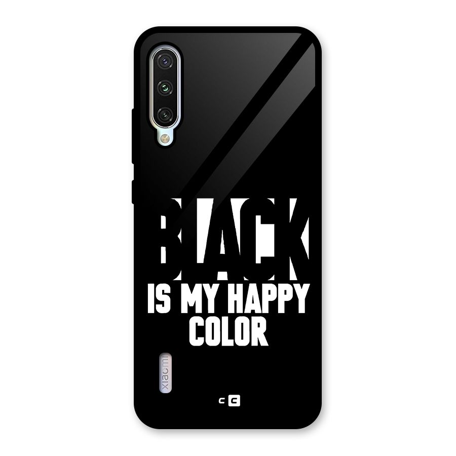 Black My Happy Color Glass Back Case for Mi A3