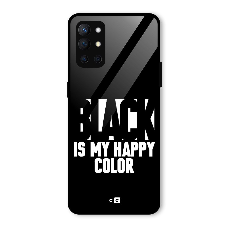 Black My Happy Color Glass Back Case for OnePlus 9R