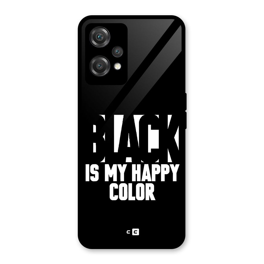 Black My Happy Color Glass Back Case for OnePlus Nord CE 2 Lite 5G