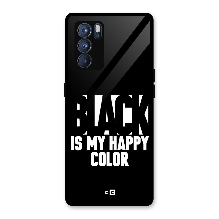 Black My Happy Color Glass Back Case for Oppo Reno6 Pro 5G