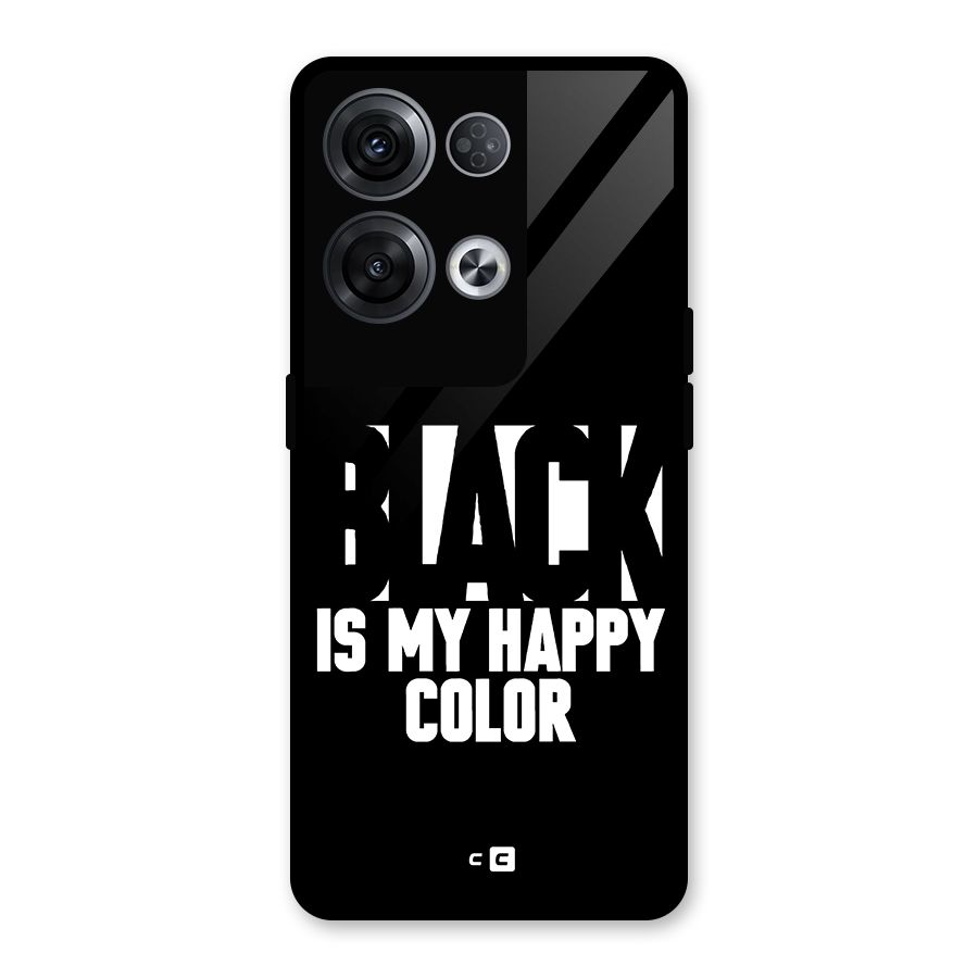 Black My Happy Color Glass Back Case for Oppo Reno8 Pro 5G