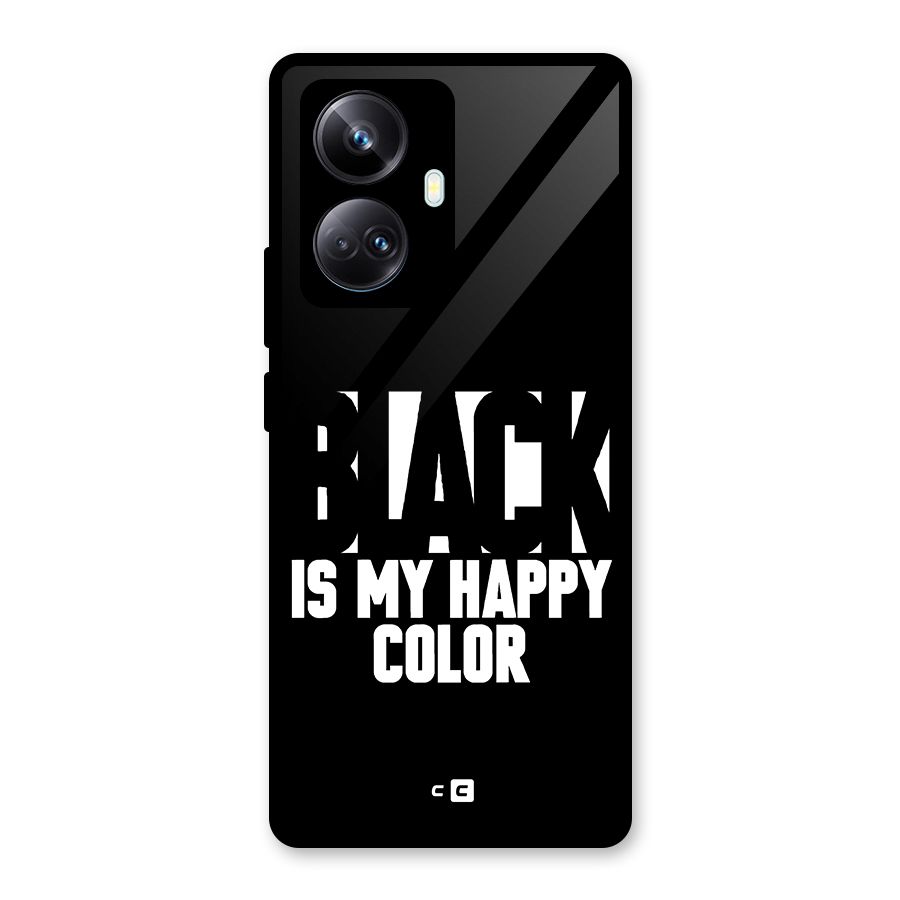 Black My Happy Color Glass Back Case for Realme 10 Pro Plus