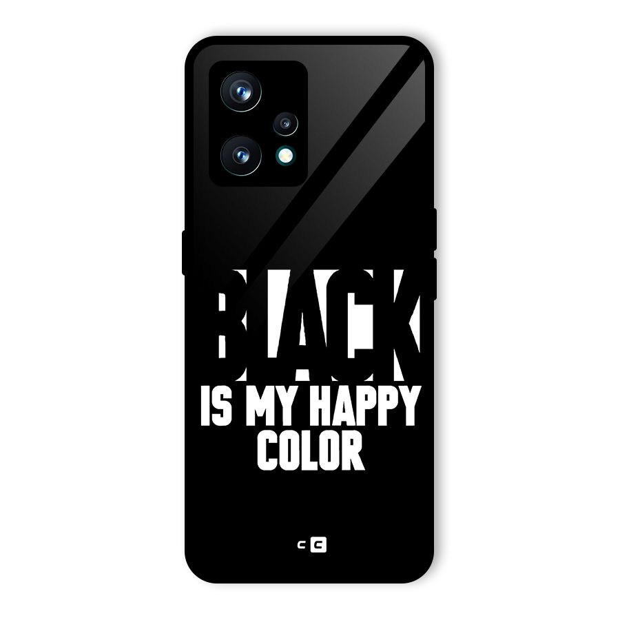 Black My Happy Color Glass Back Case for Realme 9 Pro Plus 5G