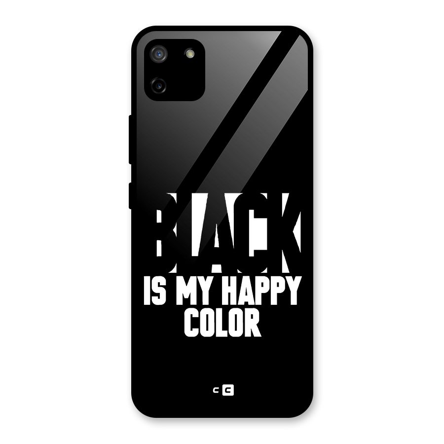 Black My Happy Color Glass Back Case for Realme C11