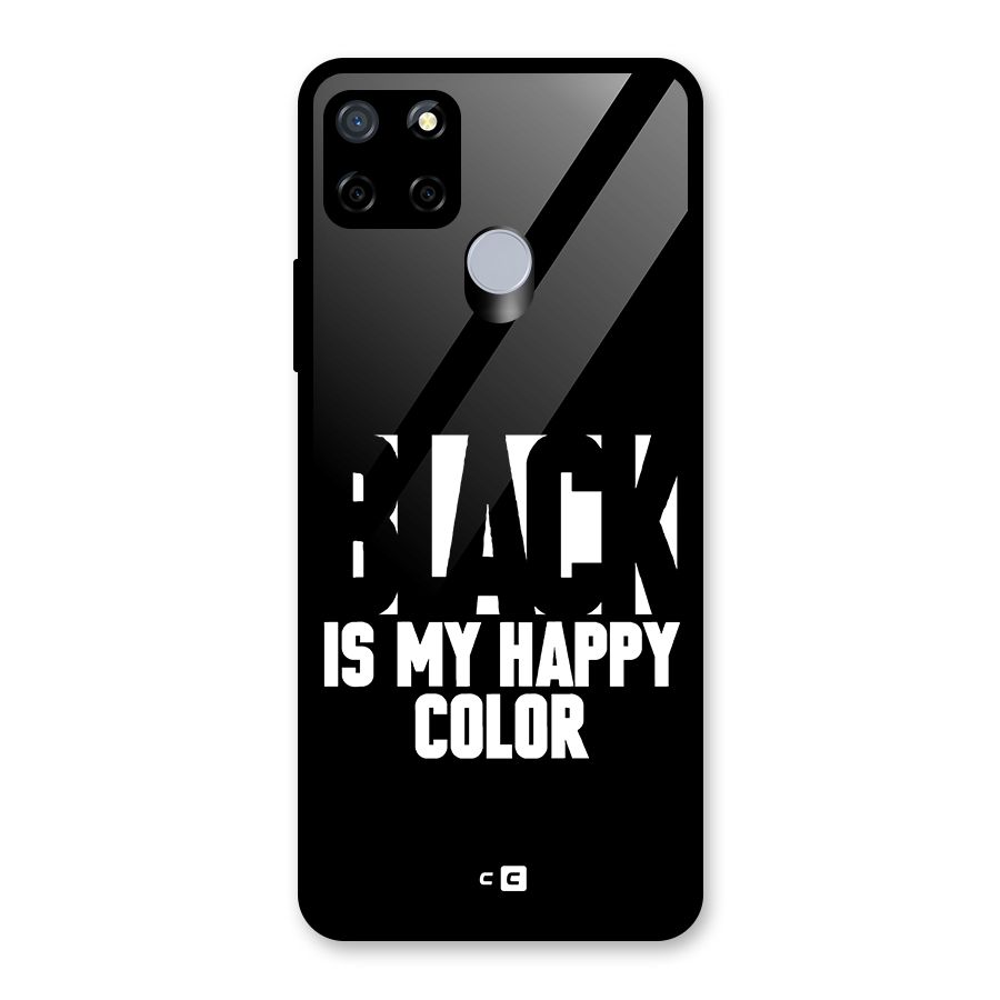 Black My Happy Color Glass Back Case for Realme C12
