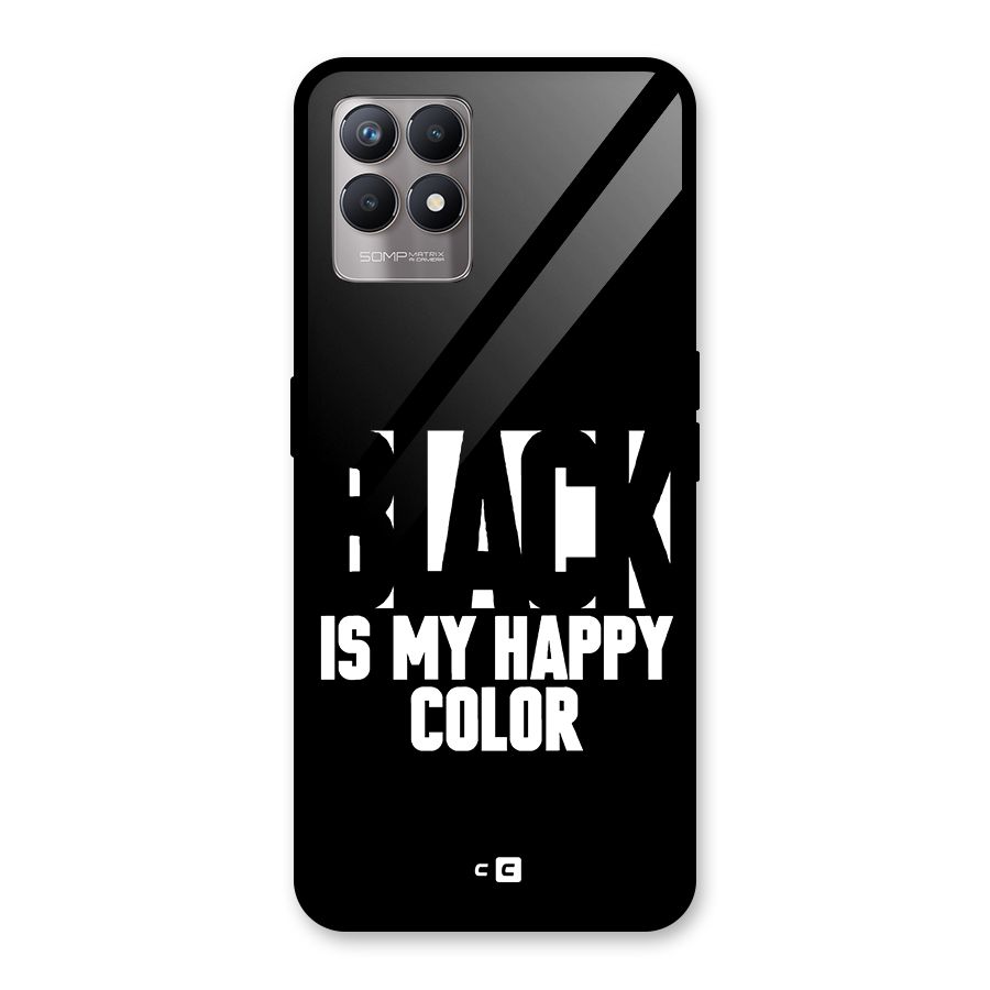Black My Happy Color Glass Back Case for Realme Narzo 50