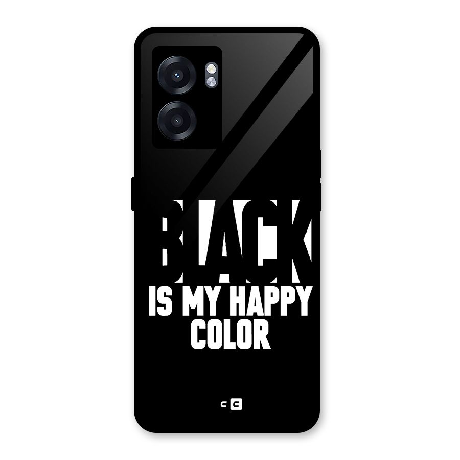 Black My Happy Color Glass Back Case for Realme Narzo 50 5G