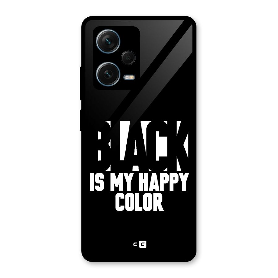 Black My Happy Color Glass Back Case for Redmi Note 12 Pro Plus 5G