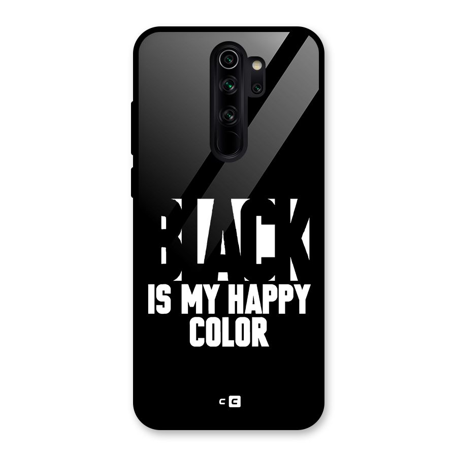 Black My Happy Color Glass Back Case for Redmi Note 8 Pro