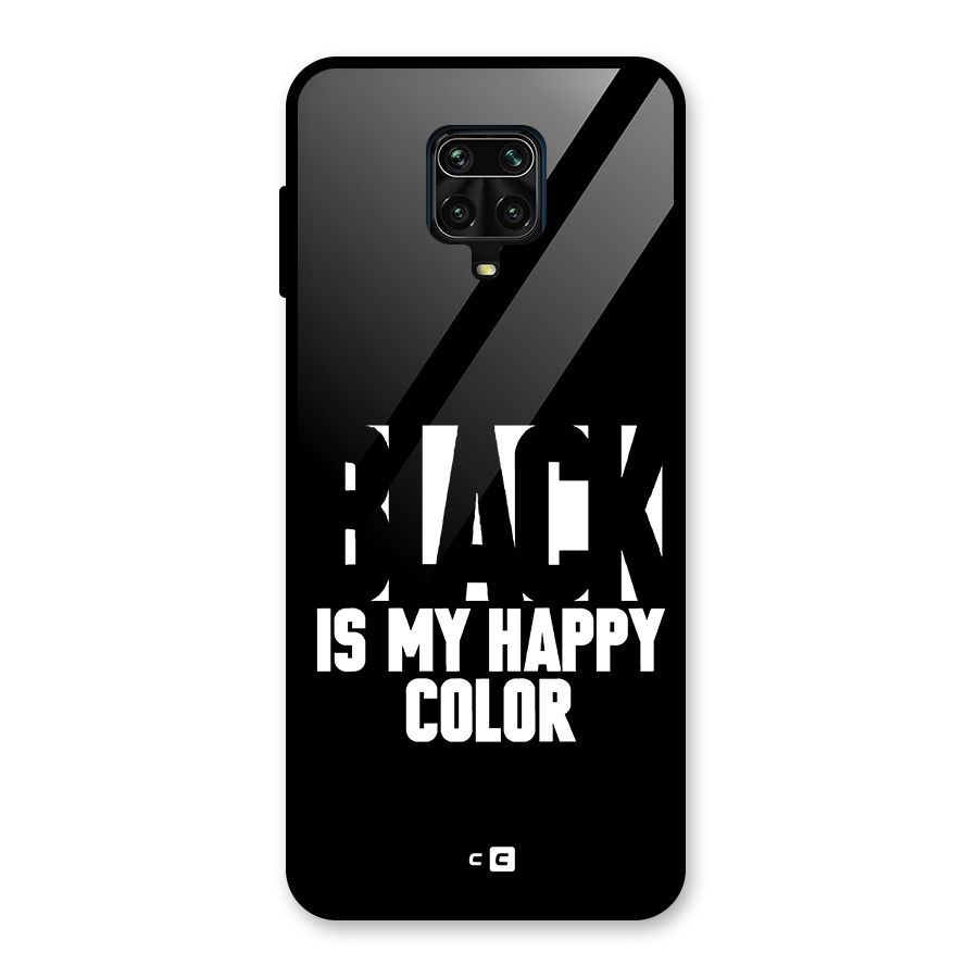 Black My Happy Color Glass Back Case for Redmi Note 9 Pro