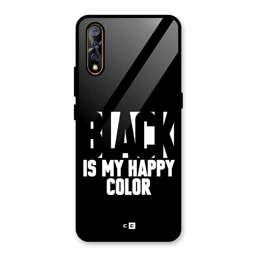 Black My Happy Color Glass Back Case for Vivo S1