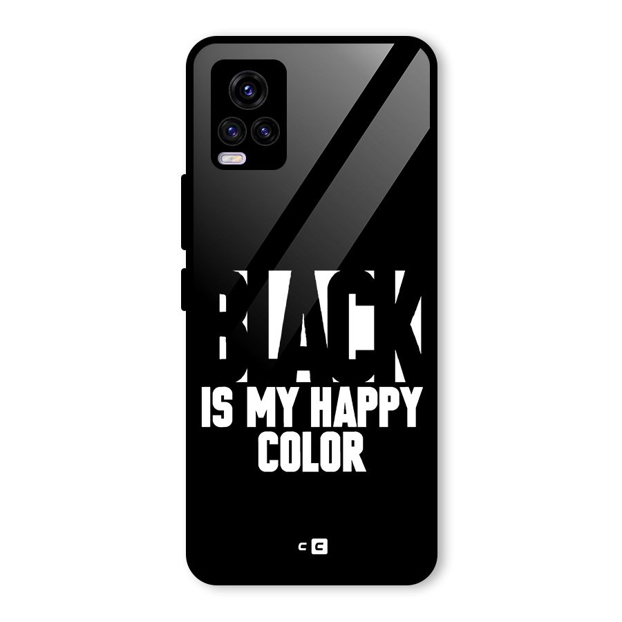 Black My Happy Color Glass Back Case for Vivo V20