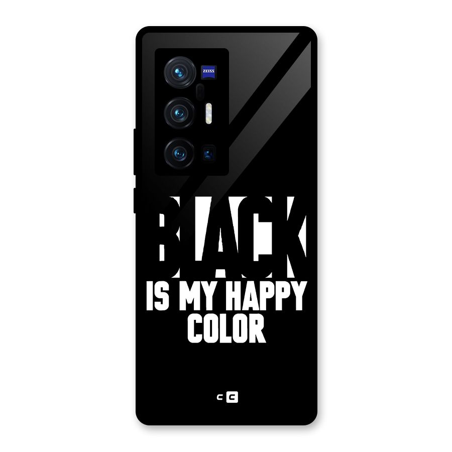 Black My Happy Color Glass Back Case for Vivo X70 Pro Plus