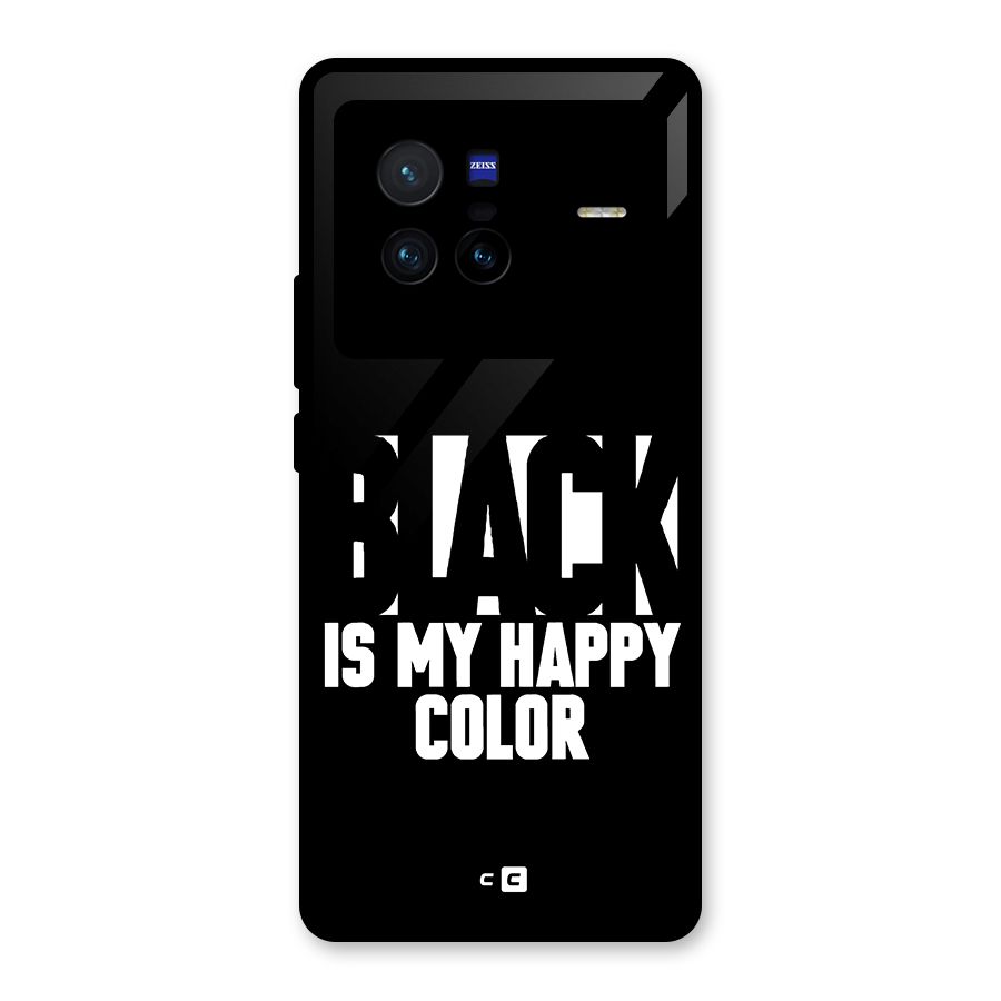 Black My Happy Color Glass Back Case for Vivo X80