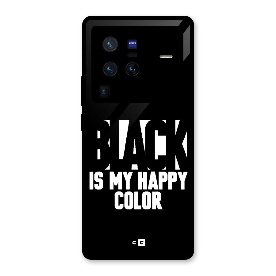 Black My Happy Color Glass Back Case for Vivo X80 Pro