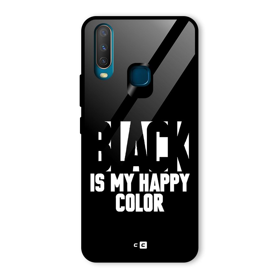 Black My Happy Color Glass Back Case for Vivo Y15