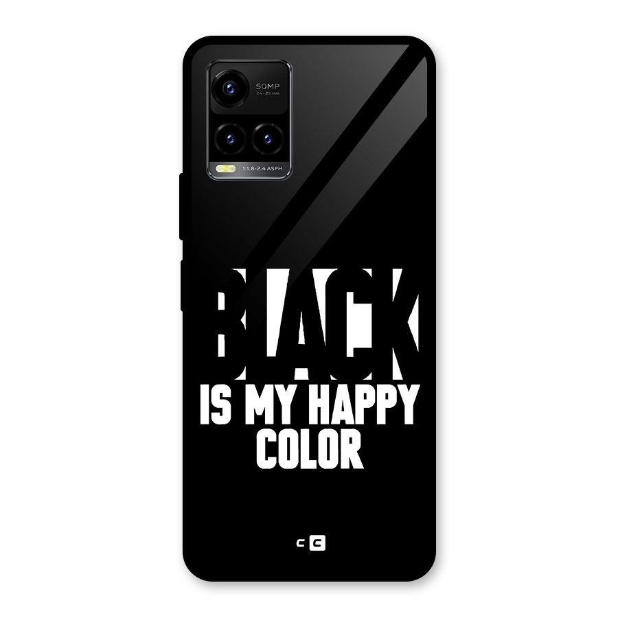 Black My Happy Color Glass Back Case for Vivo Y21A