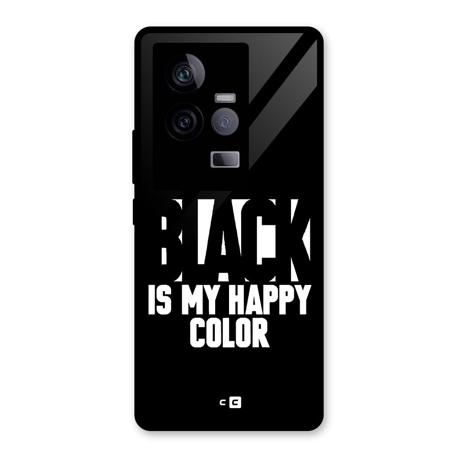 Black My Happy Color Glass Back Case for Vivo iQOO 11 5G