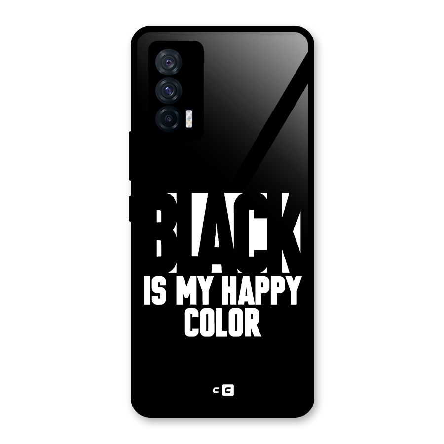 Black My Happy Color Glass Back Case for Vivo iQOO 7 5G