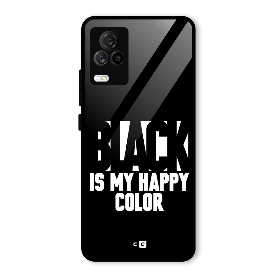 Black My Happy Color Glass Back Case for Vivo iQOO 7 Legend 5G
