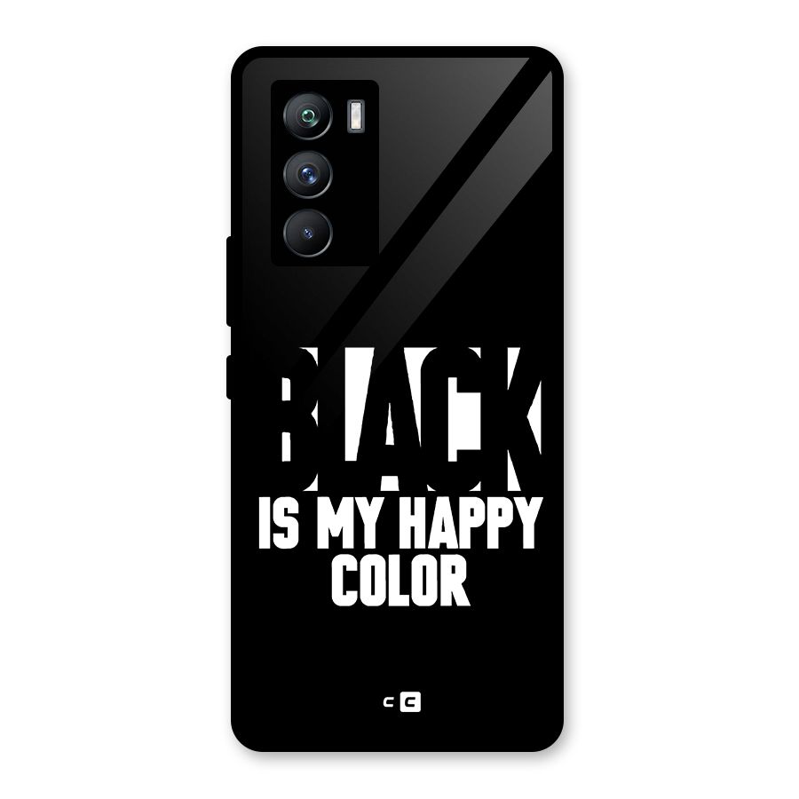 Black My Happy Color Glass Back Case for Vivo iQOO 9 SE